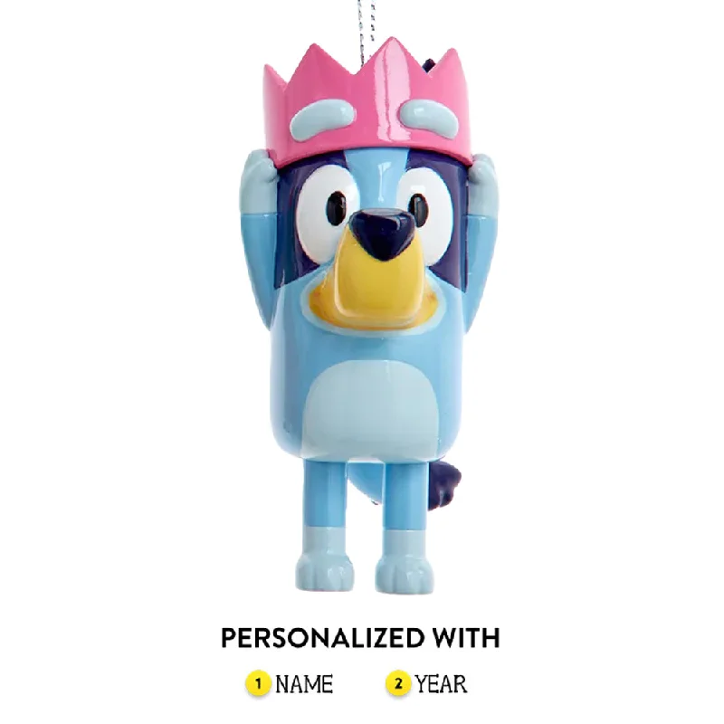 Personalized Bluey™ with Pink Crown Ornament