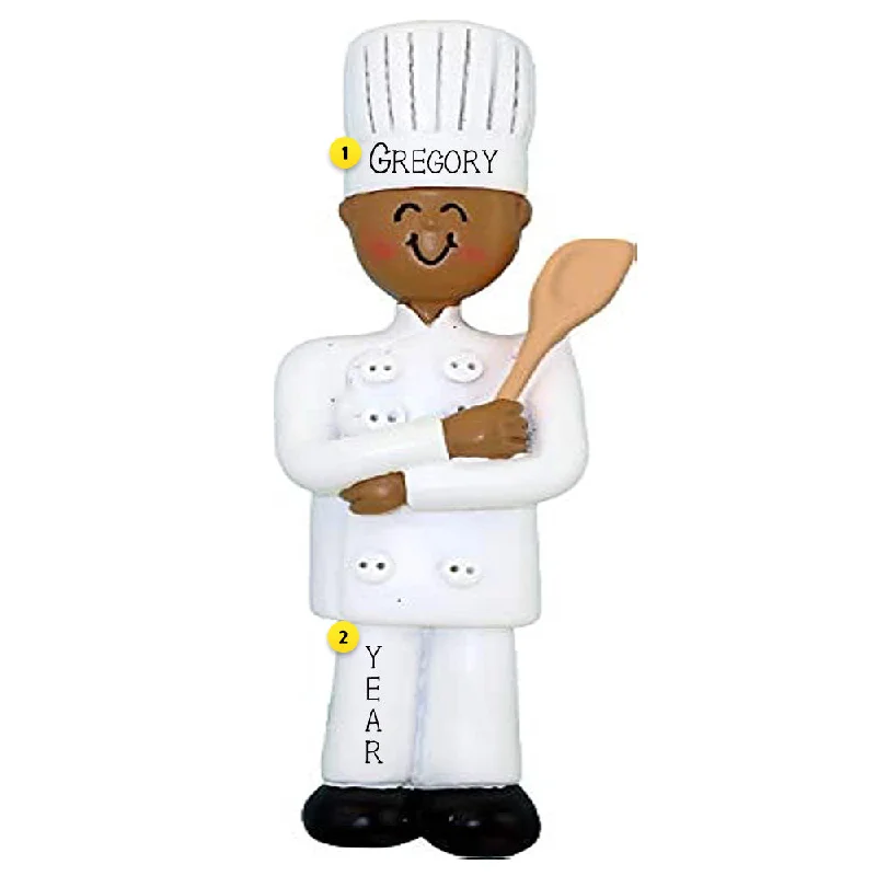 Personalized Chef Ornament - Male, African American