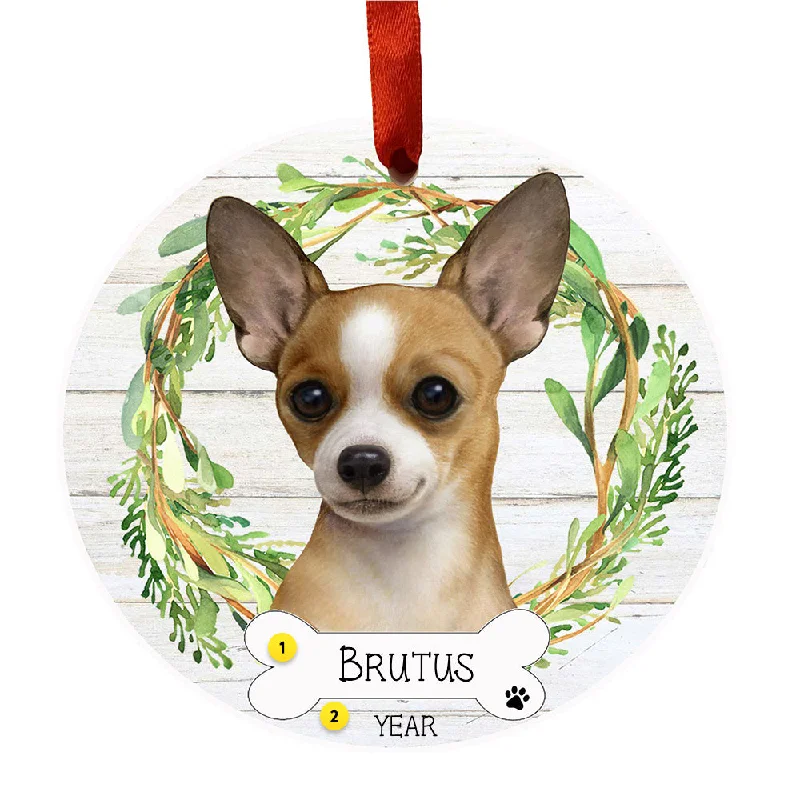 Personalized Chihuahua Ornament-Tan & White