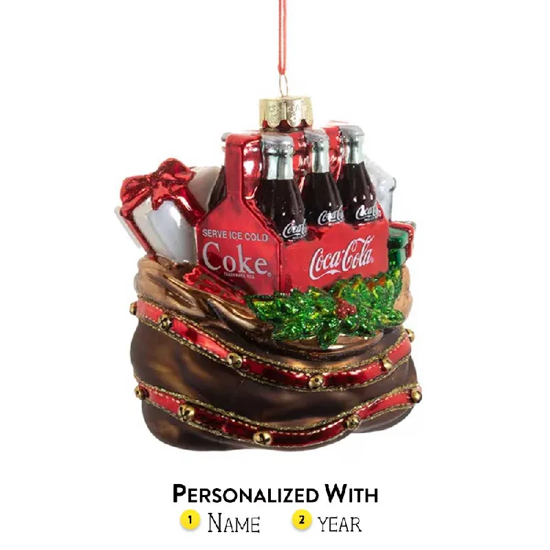 Personalized Coca-Cola® Glass Santa Bag Ornament