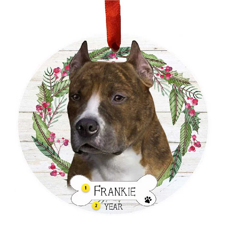 Personalized Pit Bull Ornament - Brindle