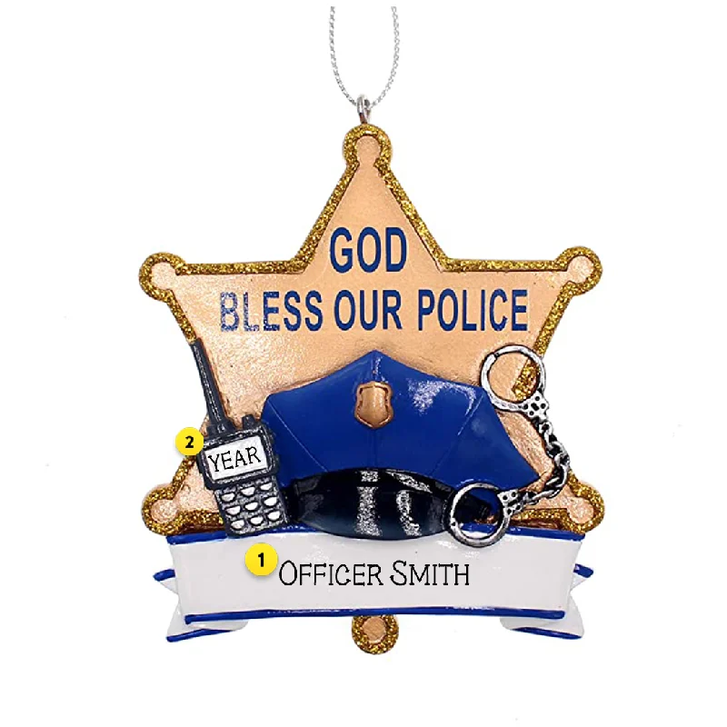 Personalized Police Badge With Hat Ornament