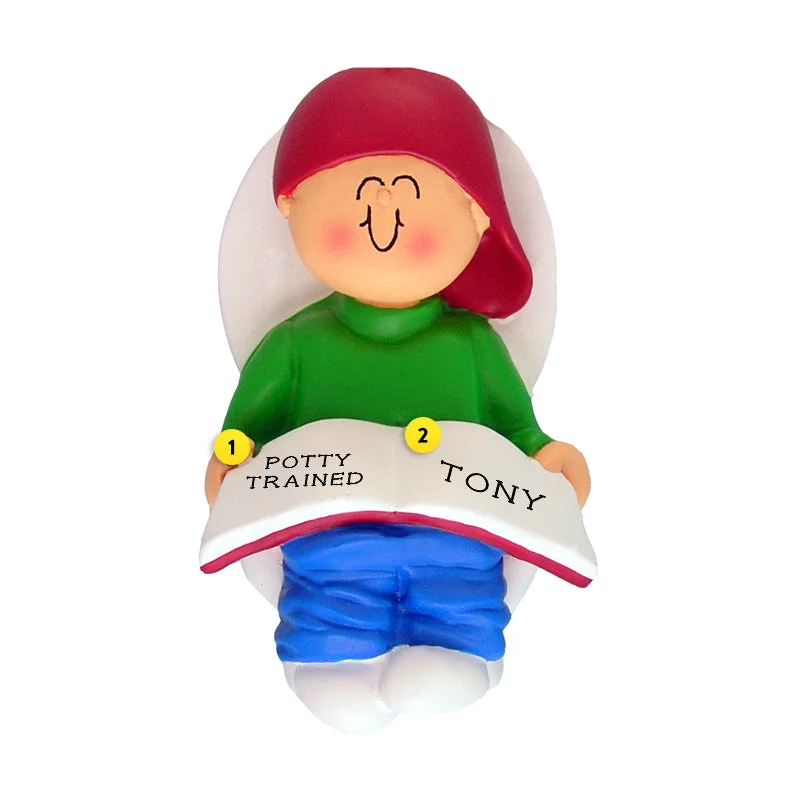 Personalized Potty Training Toddler Ornament - Male