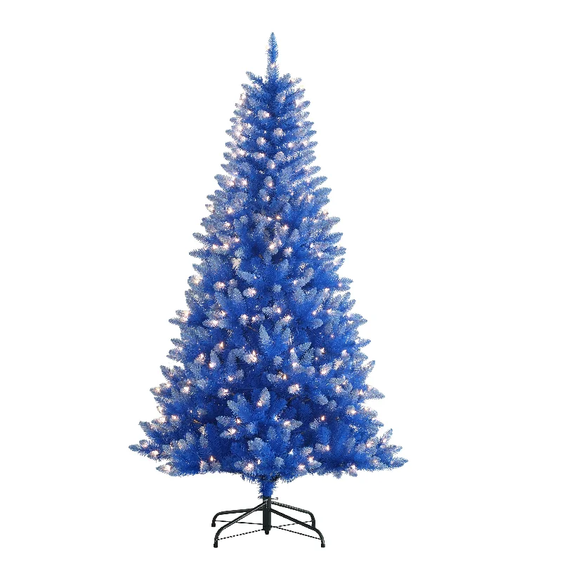 Pre-Lit 6.5' Fashion Blue Artificial Christmas Tree with 300 Lights, Blue