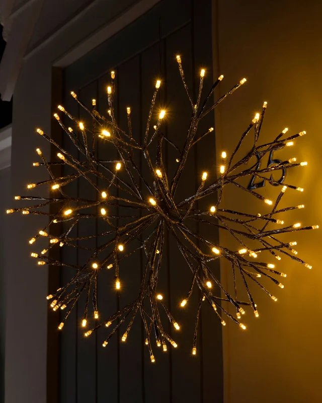 Pre-Lit Hanging Silver Branch Ball with Warm White LEDs