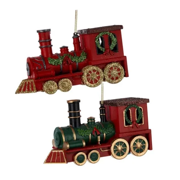 4.7" Red and Green Plastic Train Ornament