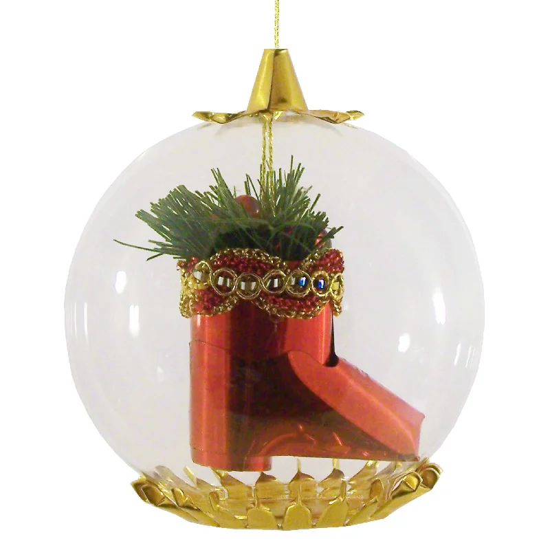 Santa's Boot Foil Ornament, red by Resl Lenz