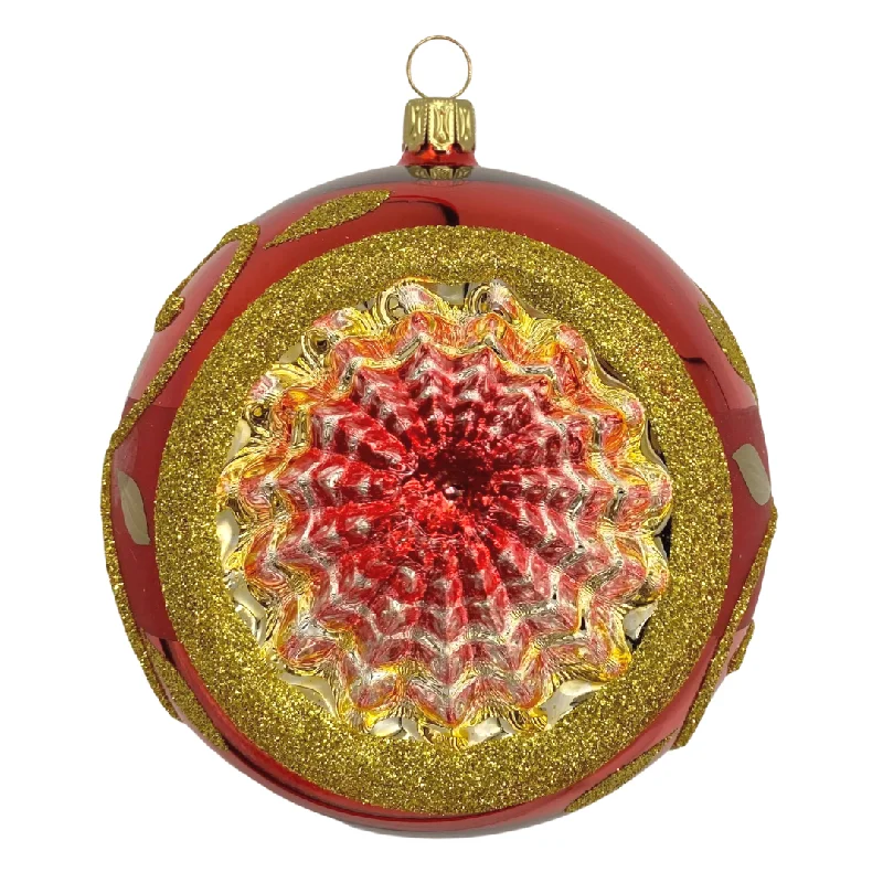 Red Reflector with Gold Trim Ornament by Glas Bartholmes