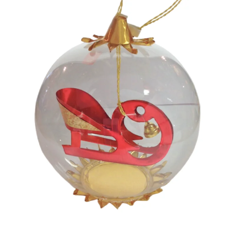 Sled Foil Ornament, red by Resl Lenz