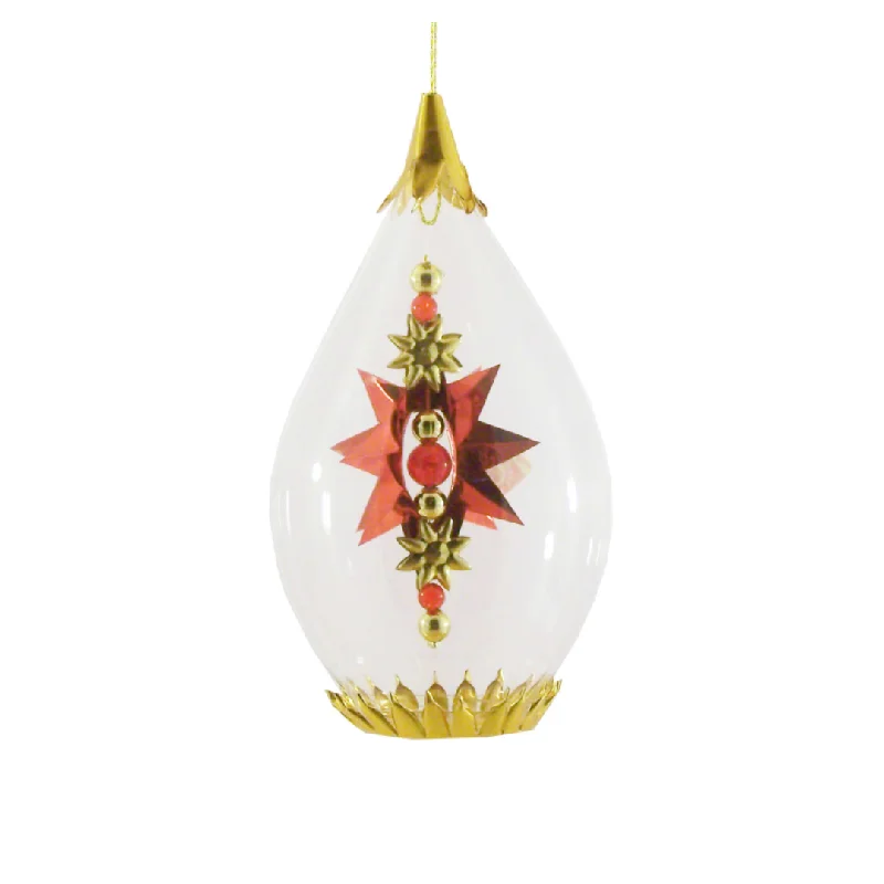 Star Teardrop Ornament, red by Resl Lenz