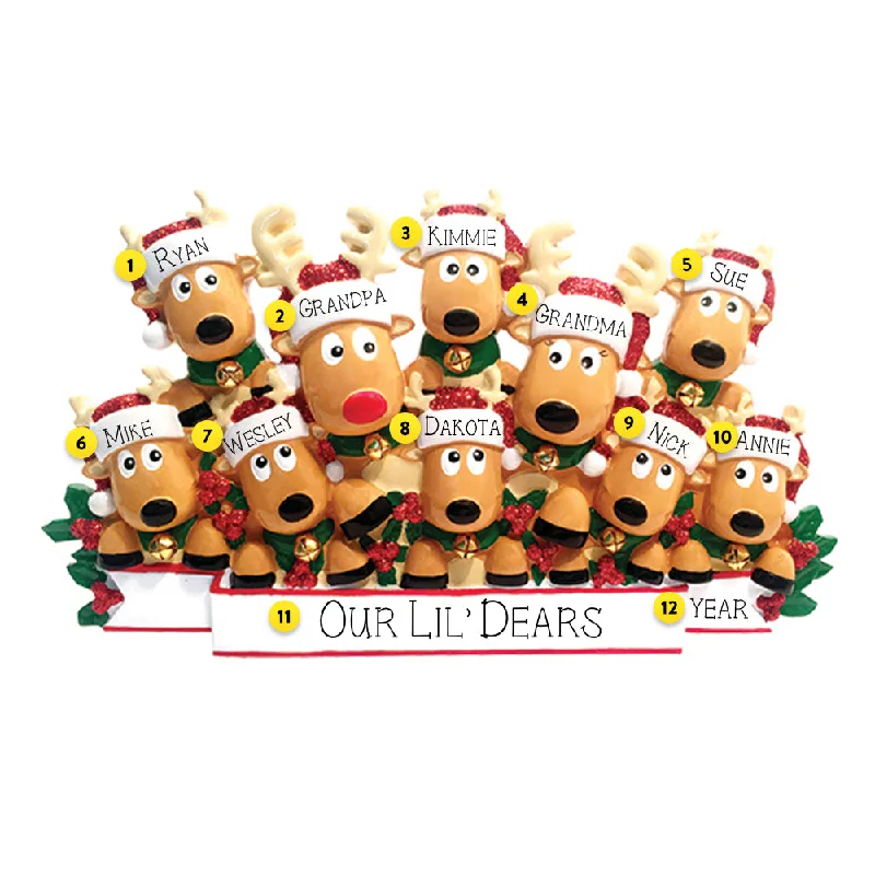 Personalized Reindeer Family of 10 Table Top Decoration