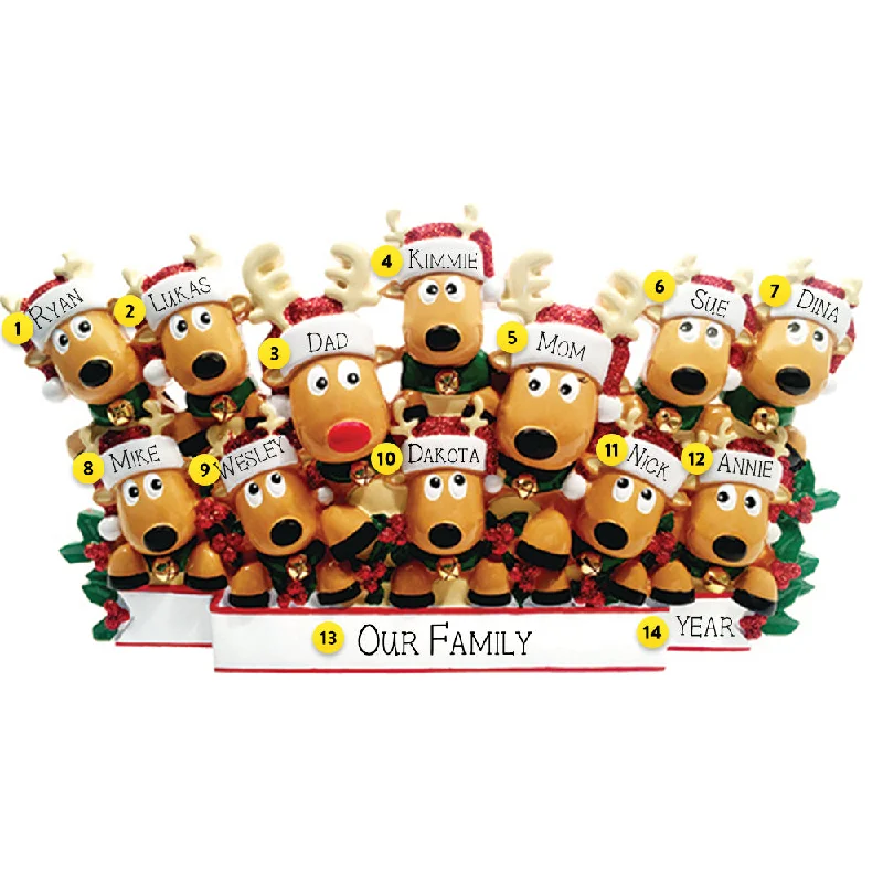 Personalized Reindeer Family of 12 Table Top Decoration