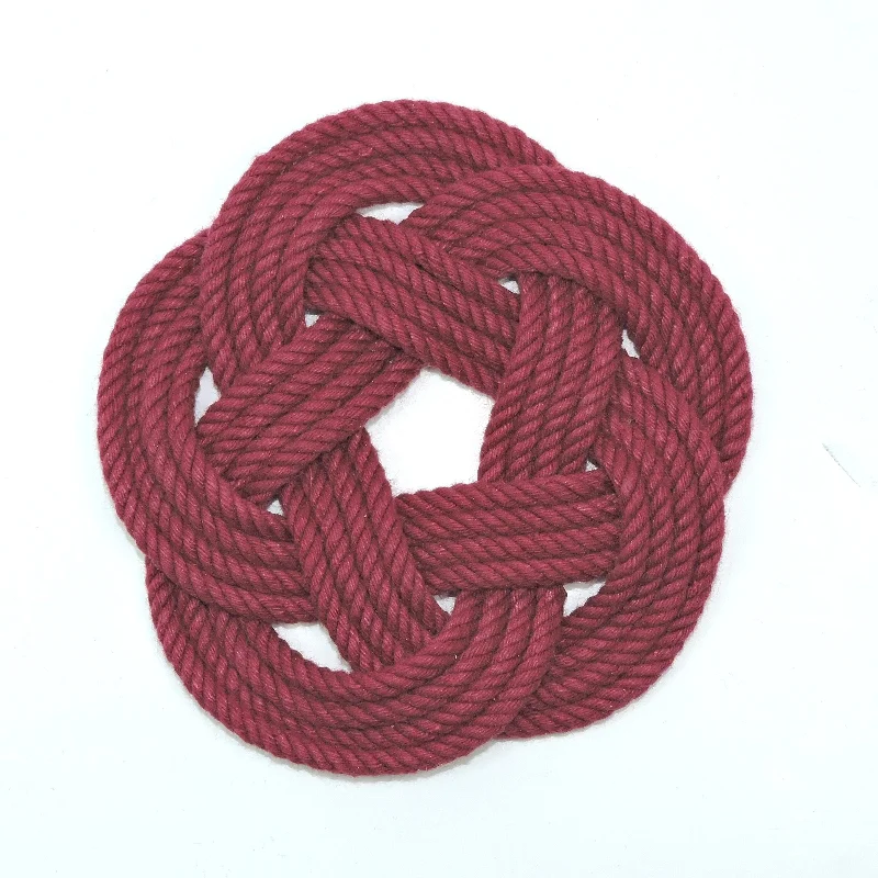 Sailor Knot Coasters, woven in Burgundy , Set of 4