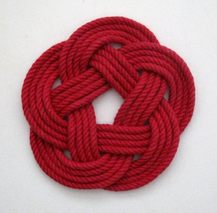 Sailor Knot Coasters, Woven in Classic Red, Set of 4