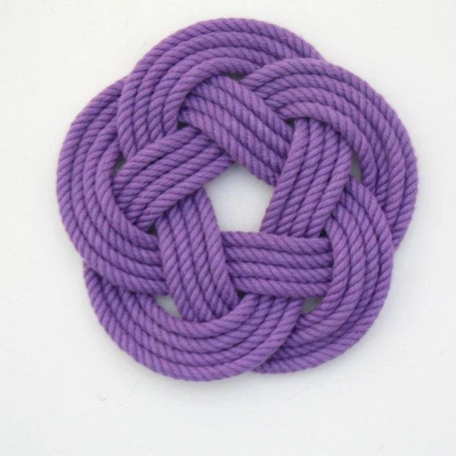 Sailor Knot Coasters, woven in Purple Cotton , Set of 4