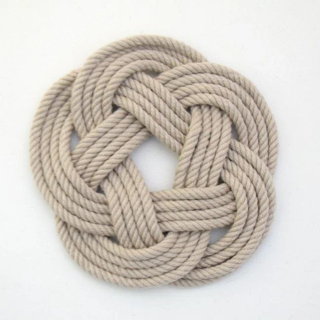 Sailor Knot Coasters, woven in Tan , Set of 4