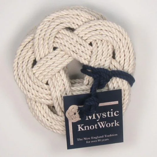 Sailor Knot Coasters, Woven in White, Set of 4