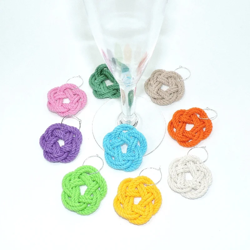 Sailor Knot Wine Charms, Tropical Colors