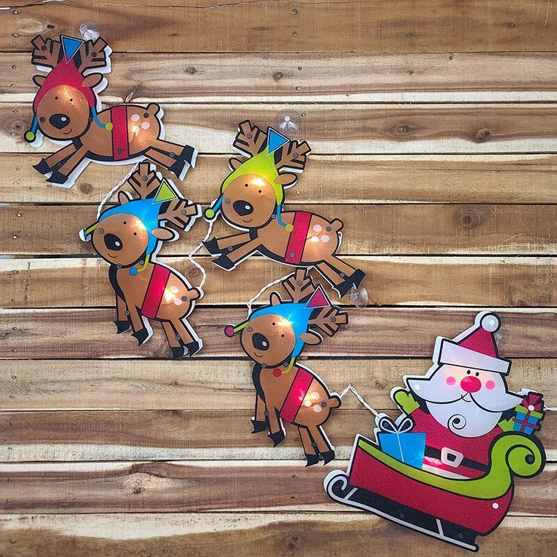 Santa and Reindeer Shimmer 5-Piece Instant Garland