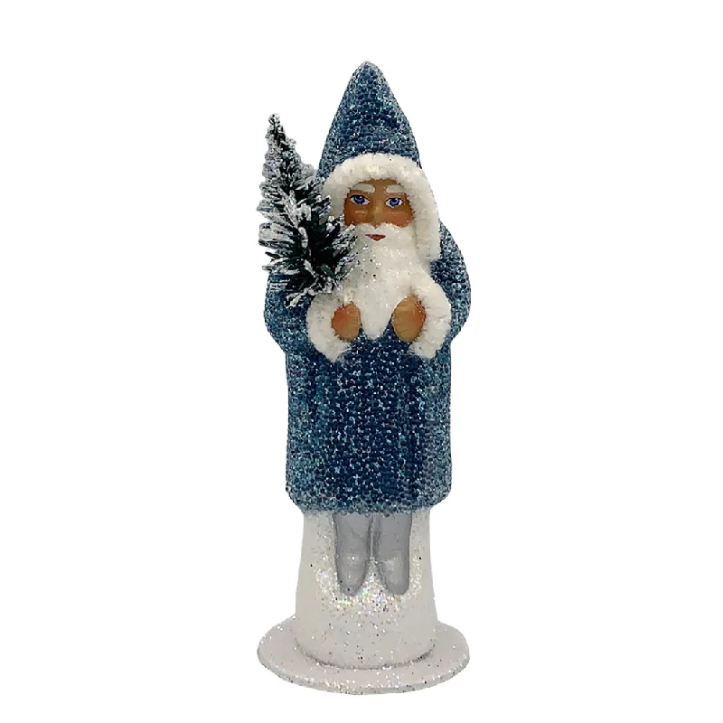 Santa, Blue Beaded with Silver Shoes Figurine by Ino Schaller