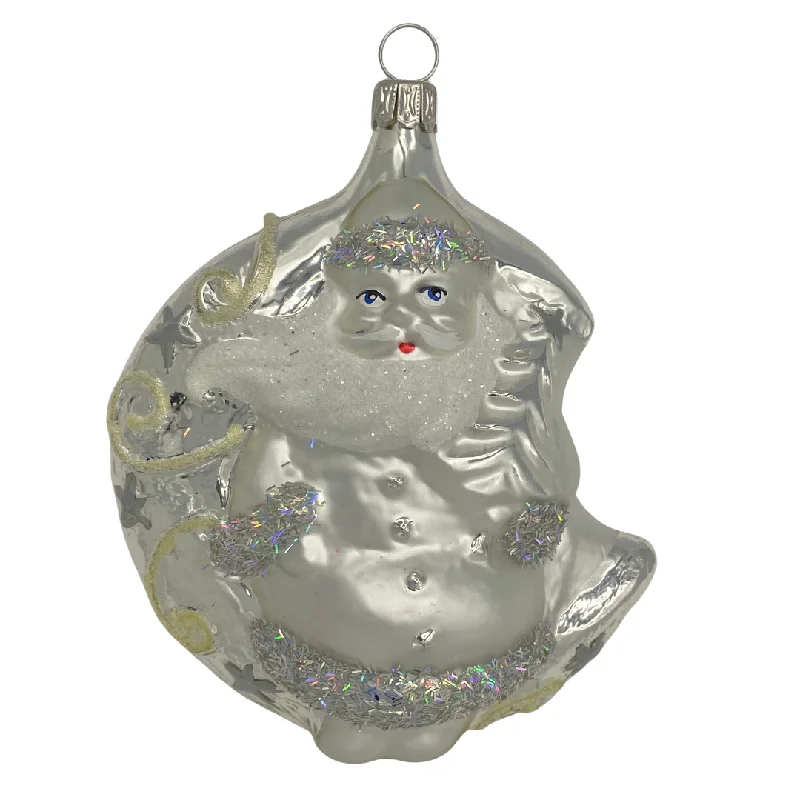 Santa on Moon, Silver by Old German Christmas