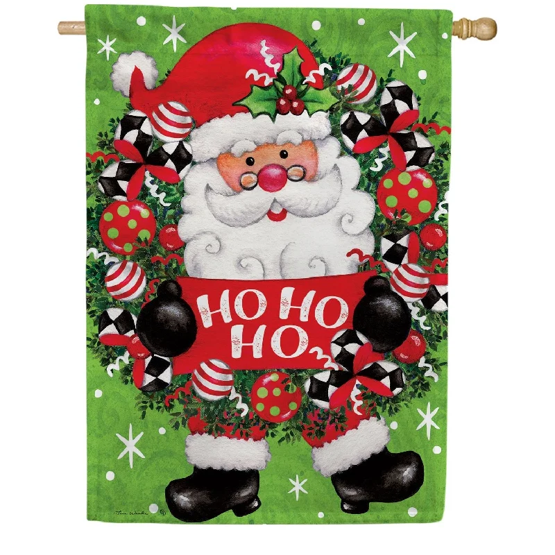 Santa Wreath House Flag