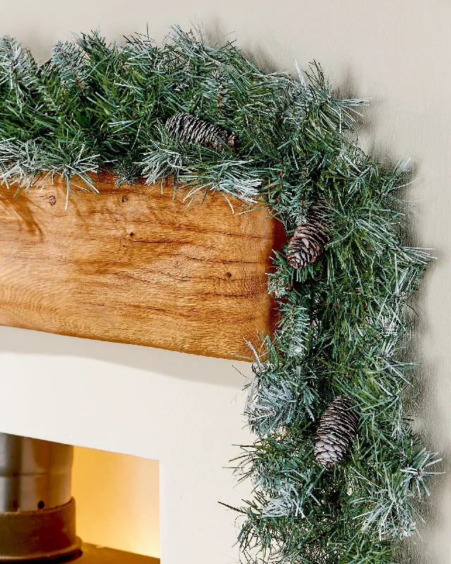 Pre-Decorated Frosted Scandinavian Blue Spruce Garland & Wreath