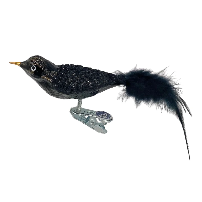 Waffle Pattern Bird, small, black by Glas Bartholmes