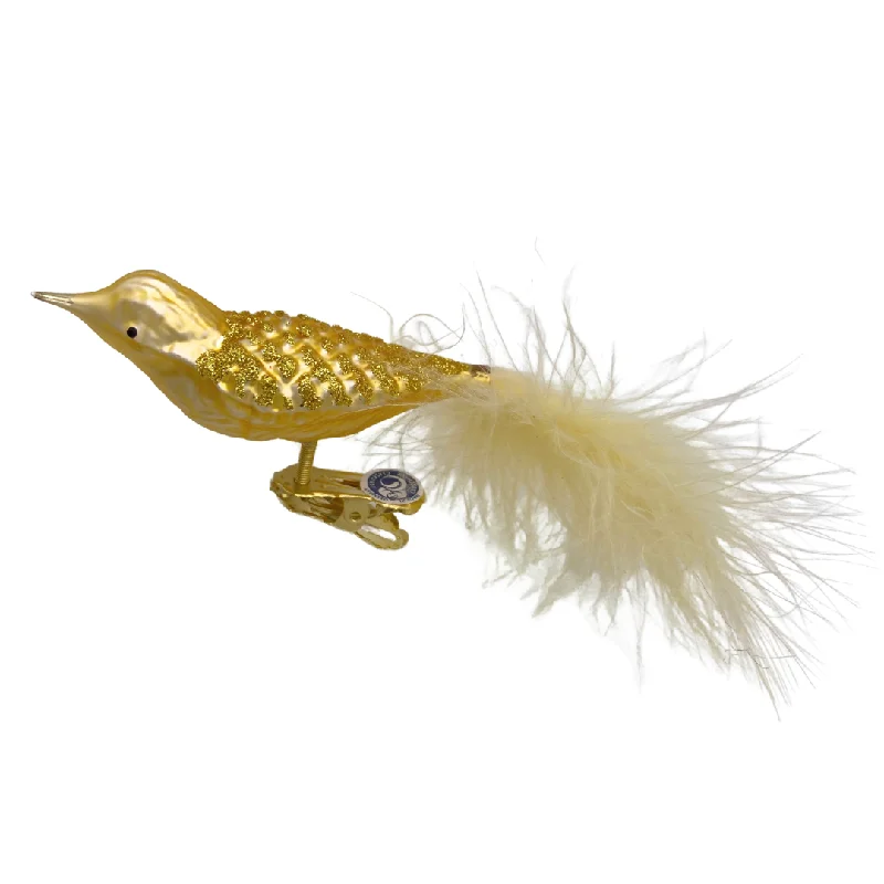 Waffle Pattern Bird, small, gold by Glas Bartholmes