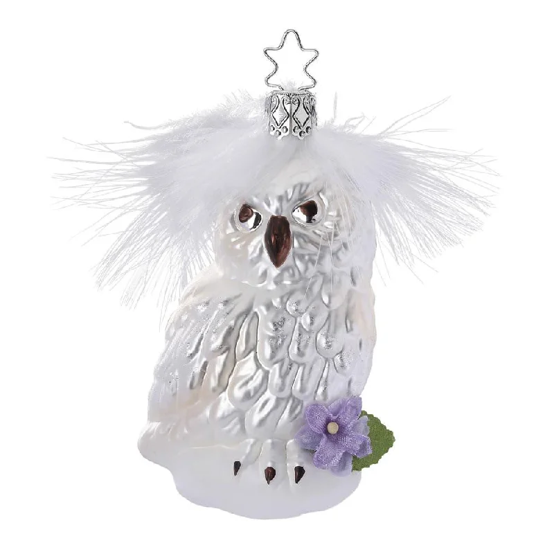 Snow Owl with lavender flower by Inge Glas of Germany