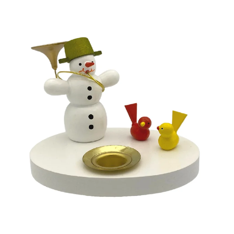 Snowman with Birds Candle Holder by Volker Zenker