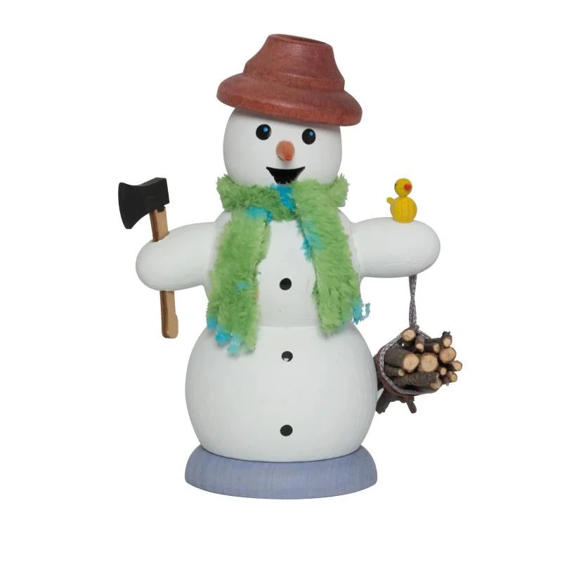 Snowman with Wood and Axe, Incense Smoker by Kuhnert GmbH