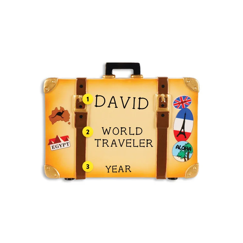 Personalized Suitcase with Stickers Ornament