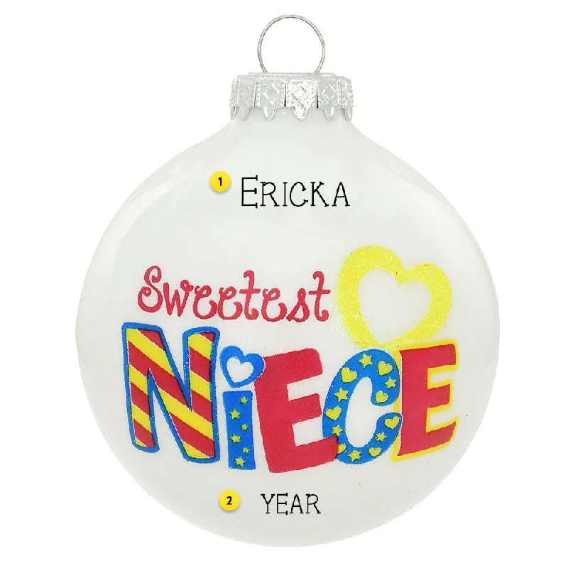 Personalized Sweetest Niece Glass Bulb Ornament