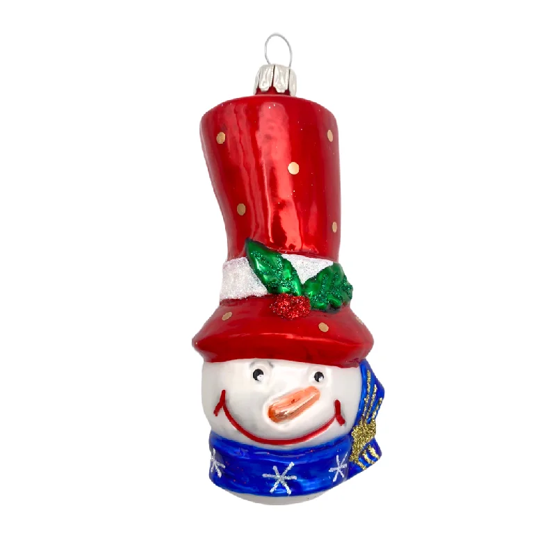 Top Hat Snowman, red with blue Scarf by Old German Christmas