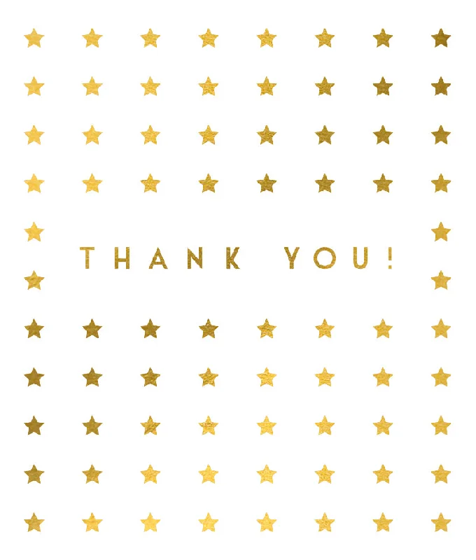 Thank you cards, gold star, mini pack 5 cards