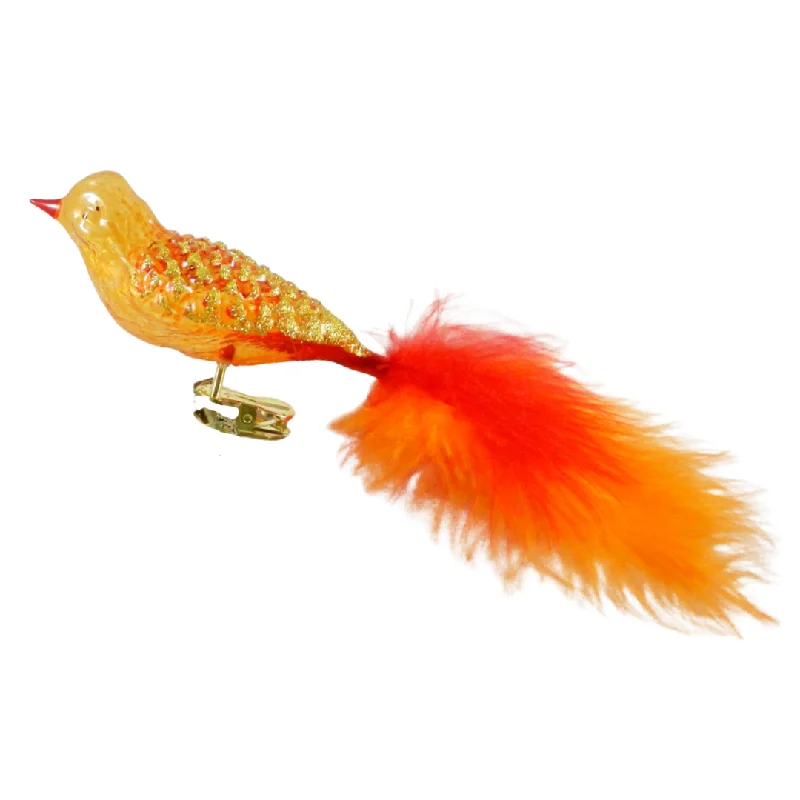 Waffle Pattern Bird, translucent orange by Glas Bartholmes