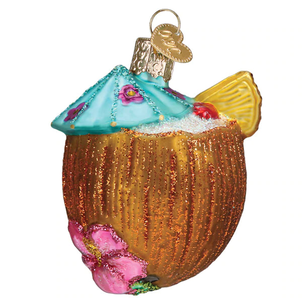 Tropical Coconut Drink Ornament - Old World Christmas