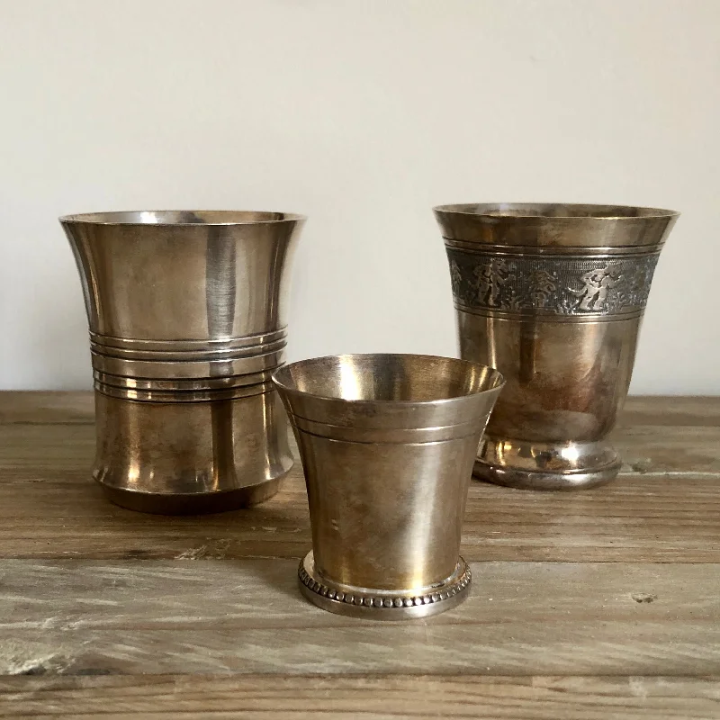 Vintage Silver Plate Tumblers Trio