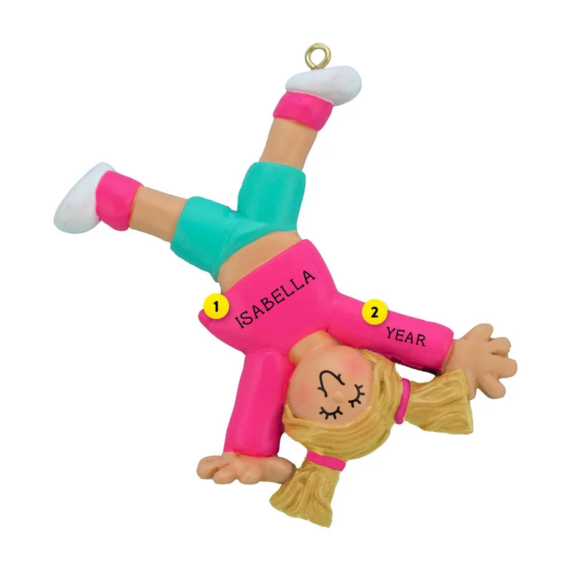 Personalized Tumbling Ornament - Female, Blonde Hair