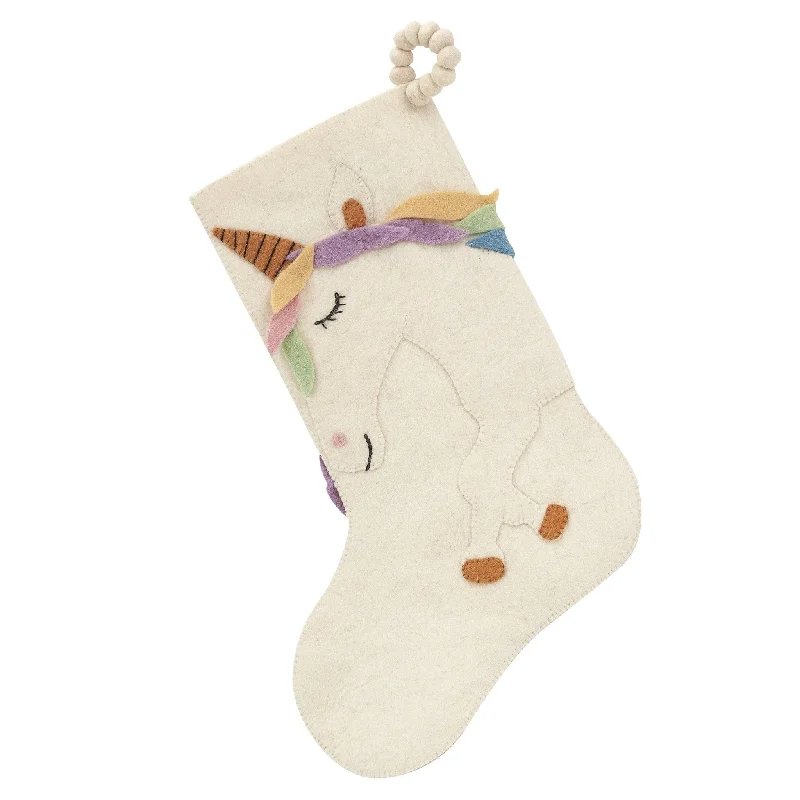 Unicorn Christmas Stocking in Hand Felted Wool