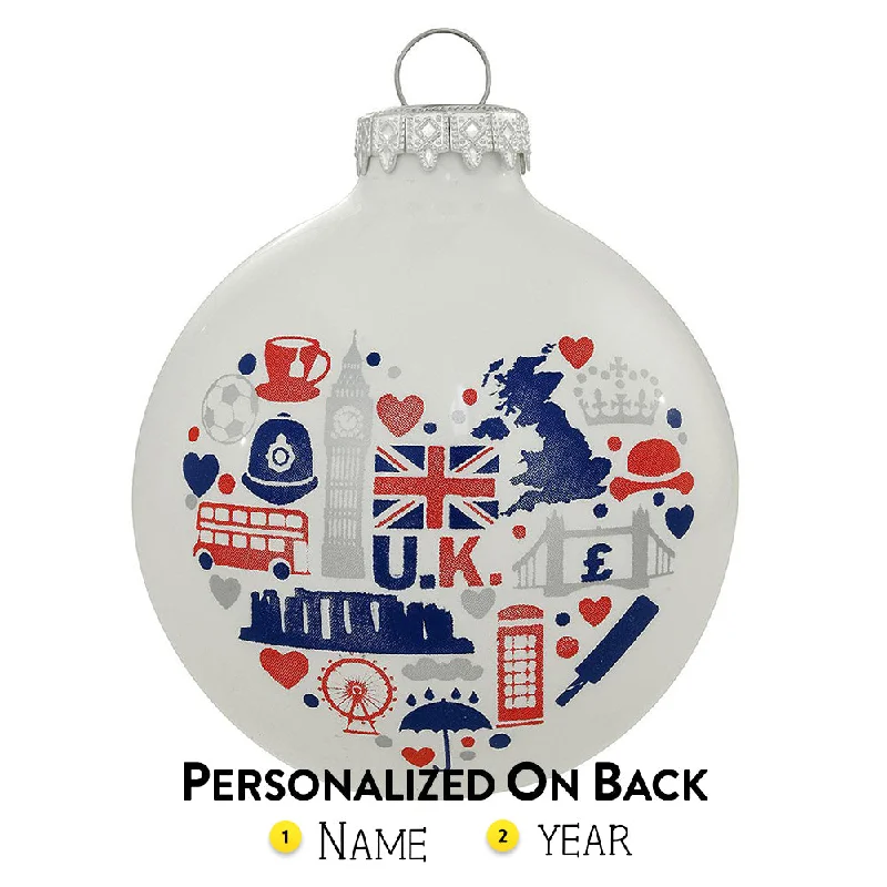 Personalized United Kingdom Glass Ornament