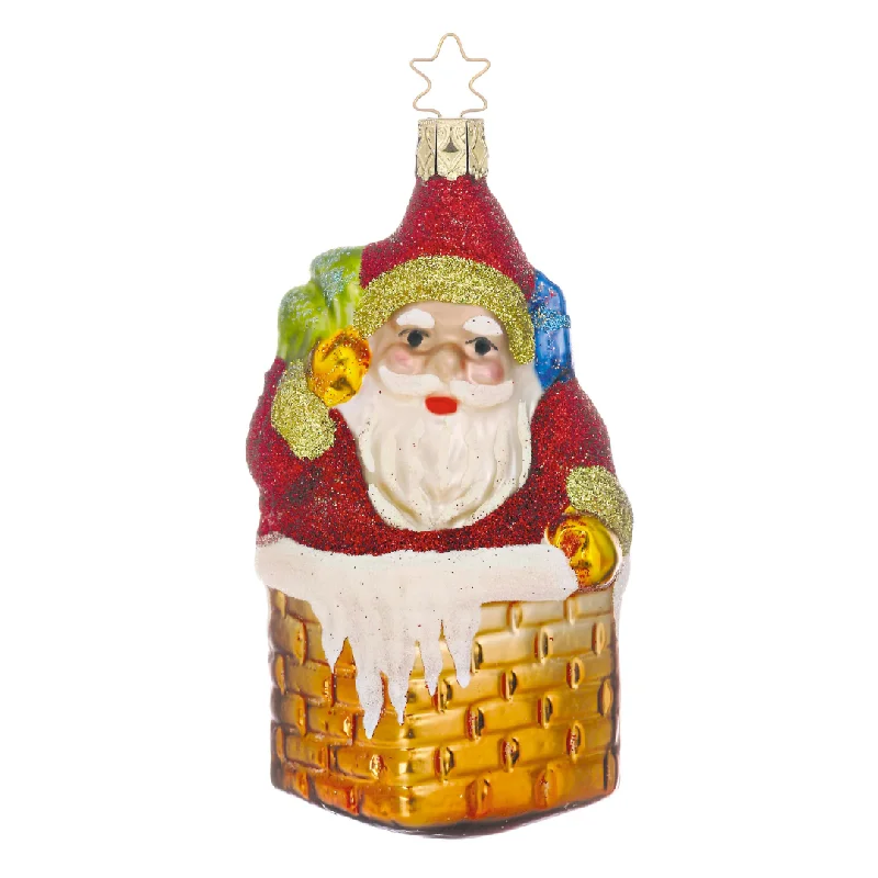 Up on the Rooftop Santa Ornament by Inge Glas of Germany