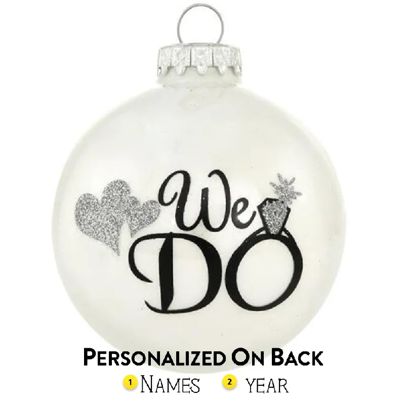 Personalized We Do Wedding Glass Bulb Ornament