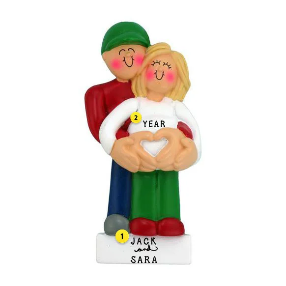 Personalized We're Expecting Couple Ornament - Male with Blonde Female