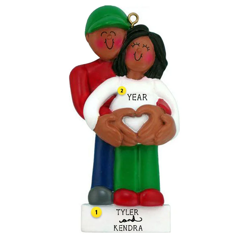 Personalized We're Expecting Couple Ornament - African American Male & Female