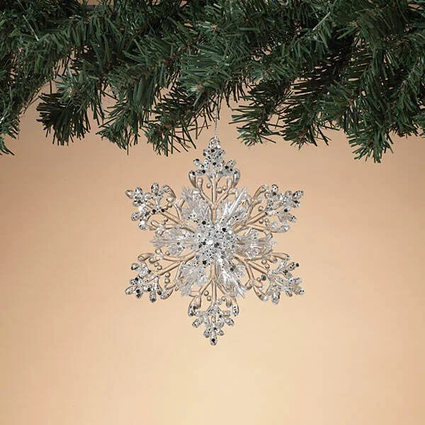 4.9" White Plastic Snowflake Ornament