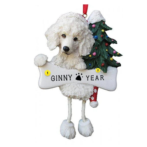 Personalized Poodle Dog Ornament White